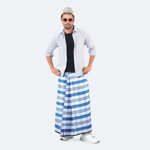 Sky blue Stripe & Check Lungi